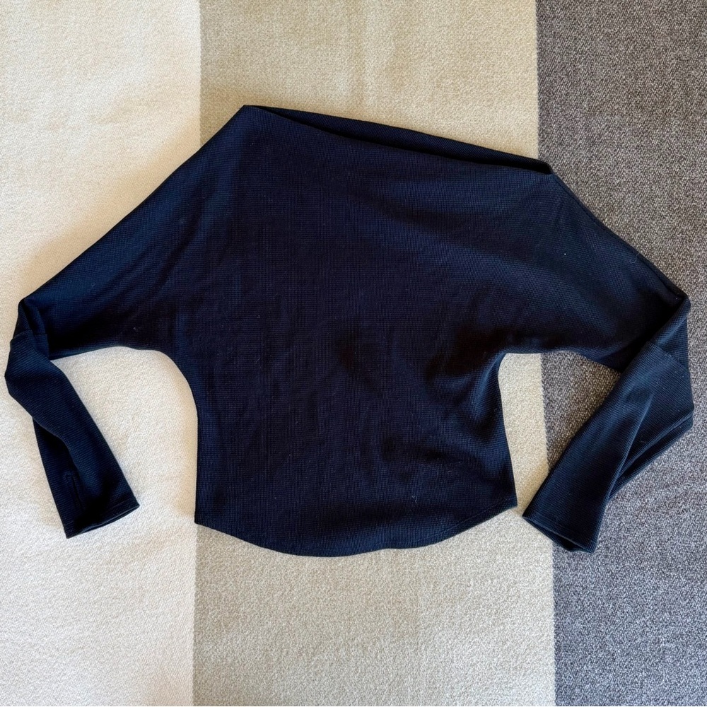 We The Free Black Off-Shoulder Slub Top